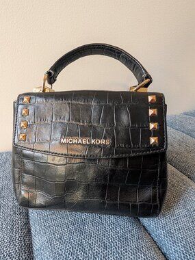 Michael Kors Ava XS Leather Croc Embossed Studded bag